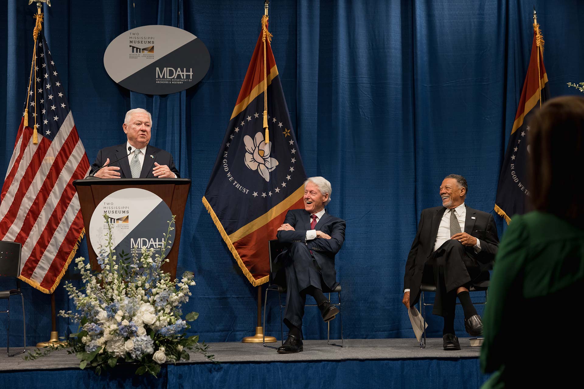Gov. Haley Barbour, President Bill Clinton and Judge Reuben Anderson at the Winter Celebration of Life